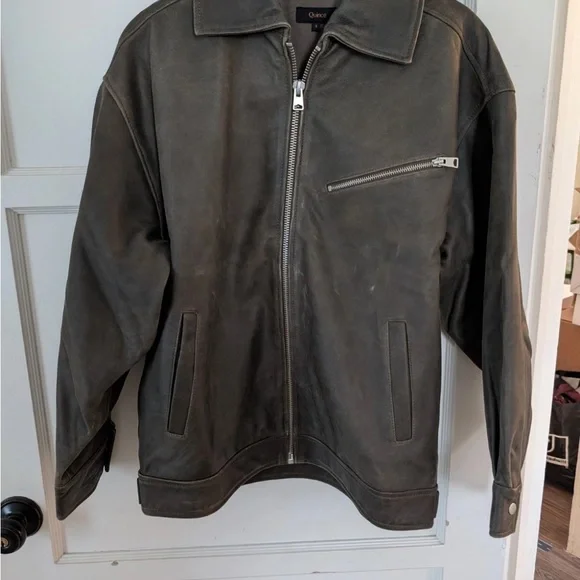 Quince Brown Leather Jacket for Women - Picture 3 of 5